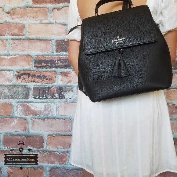 Kate spade medium Hayes flap backpack black bag - Picture 5 of 8